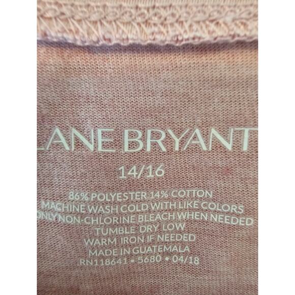 Women Sz 14/16 Pink Soft Lagenlook Asymmetrical Crew Neck Tee Shirt Lane Bryant - Picture 3 of 9